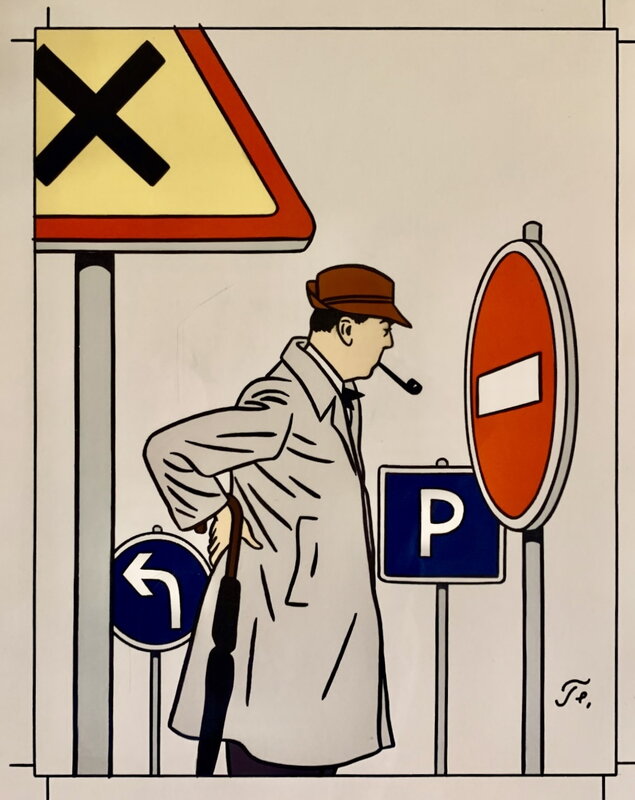 Monsieur Hulot par Floc'h - Illustration originale