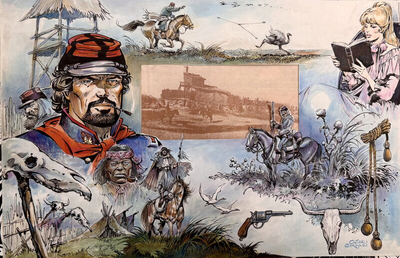 César Spadari, Hector Oesterheld, Comandante Prado cover for Frontera Magazine - Planche originale