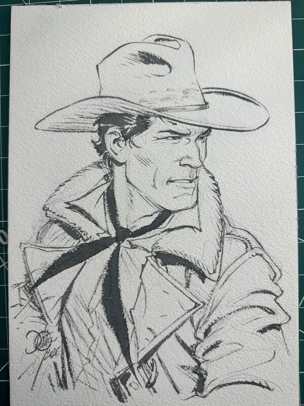 En vente - Tex portrait par Giulio De Vita - Illustration originale