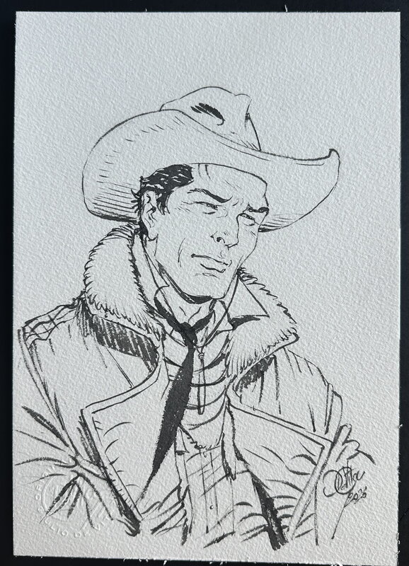 En vente - Tex portrait par Giulio De Vita - Illustration originale