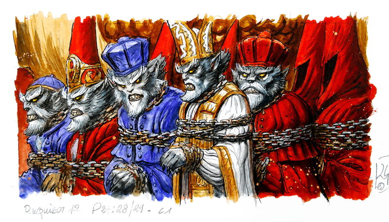 Olivier Ledroit, Case 1 des planches 27,28 et 29 de Requiem tome 12 - Illustration originale