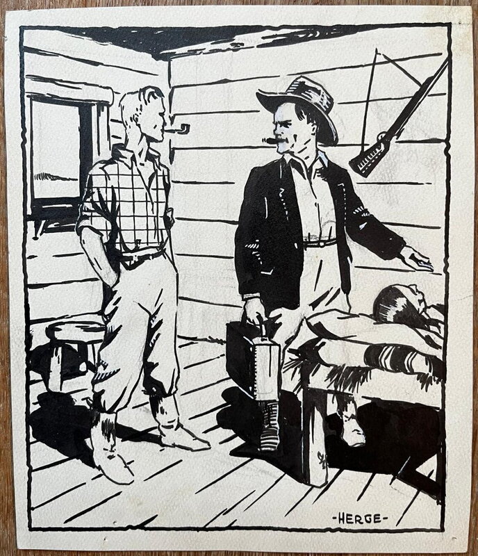 Hergé, Le triomphé de l'aigle rouge - Illustration originale