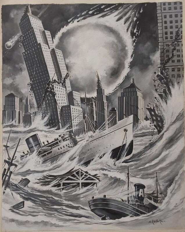 For sale - Zeccara Nevio ( Atelier Chott ) illustration Comete Catastrophe  ... ,sublime Dessin planche originale gouache - Original Illustration