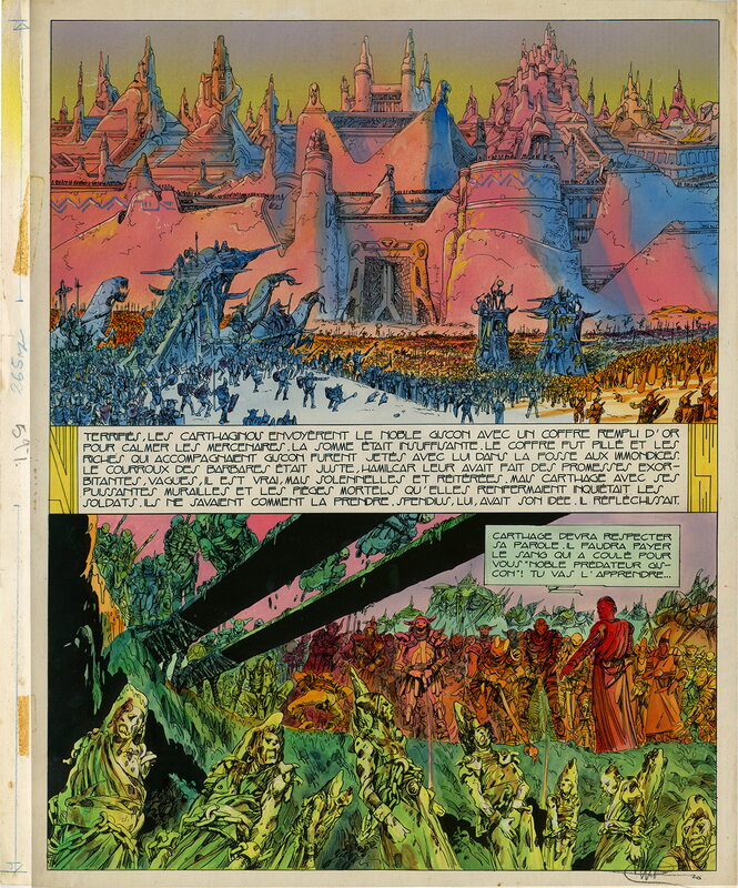En vente - Philippe DRUILLET – Salammbô – Bleu de mise en couleur planche 20 - Planche originale