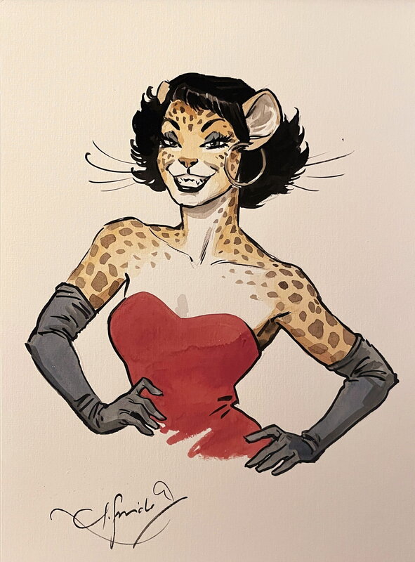 Juanjo Guarnido, Blacksad - la stripteaseuse en rouge et noir... - Original Illustration