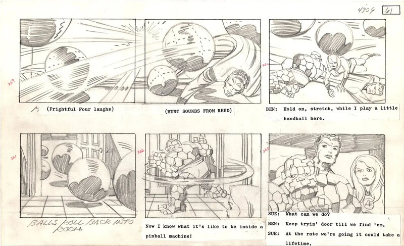Jack Kirby - Fantastic Four Cartoon Storyboard 61 - Illustration originale