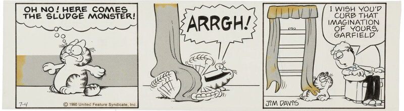 Jim Davis - Garfield Strip 7-4-1980 - Planche originale