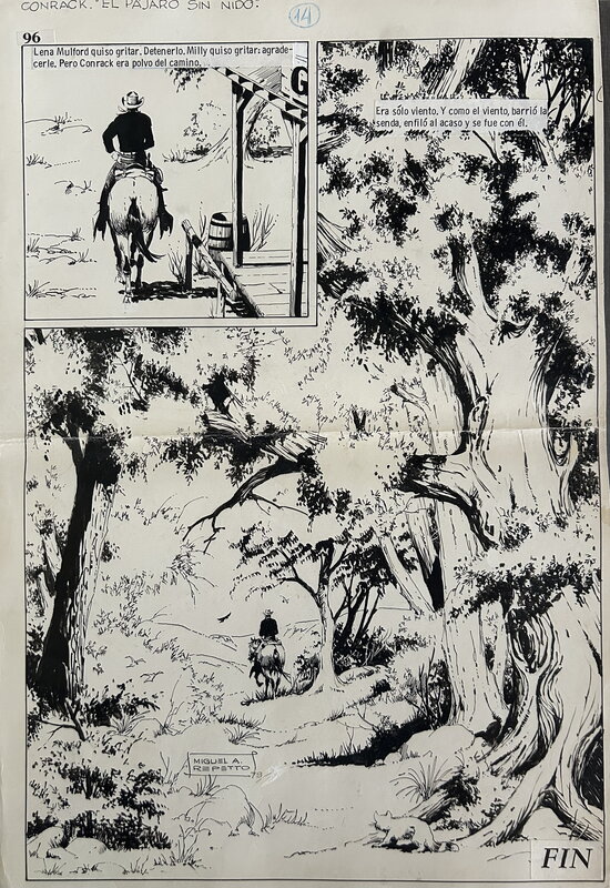 En vente - Repetto, Conrack, El Pajaro Sin Nido, planche nº14 de fin, 1979. - Planche originale