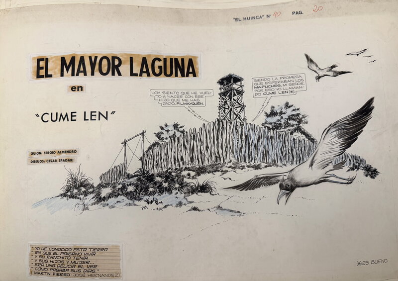 César Spadari, Enrique Rapela, El Mayor Laguna “ Cumelen” First Page - Planche originale