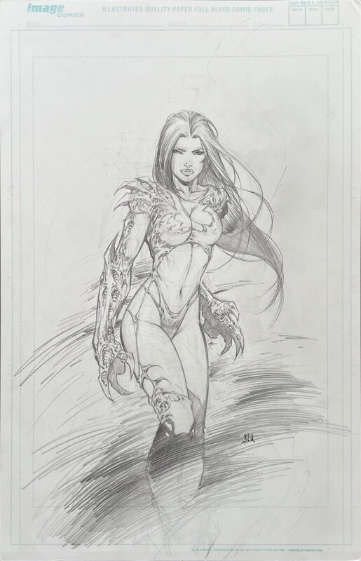 En vente - Witchblade pin up par Keu Cha - Illustration originale