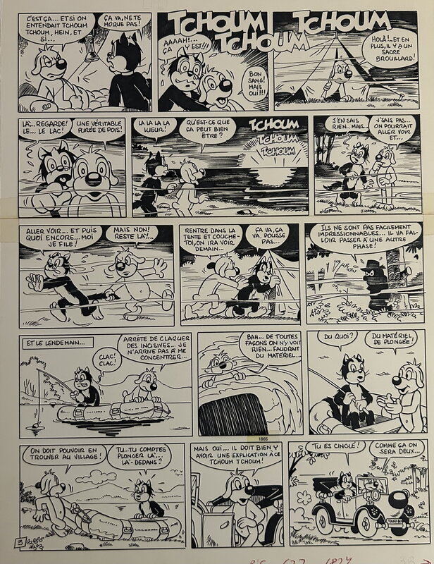 Louis Cance, François Corteggiani, José Cabrero Arnal, Cance, Pif et Hercule, la partie de pêche, planche n°3, PifGadget#627, 1981. - Planche originale
