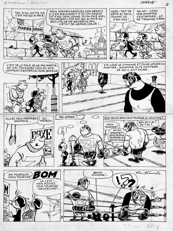 En vente - Dino Attanasio, 1963 - Spaghetti et le Grand Zampone - Planche originale
