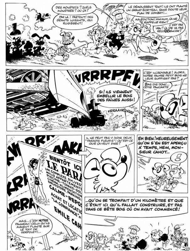 En vente - Dupa, Greg, Raymond Macherot, 1972 - Chlorophylle et le Grand Exode - Planche originale