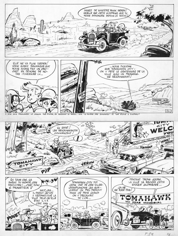 En vente - Greg, 1961 - Rock Derby : l’Or des Navajos - Planche originale