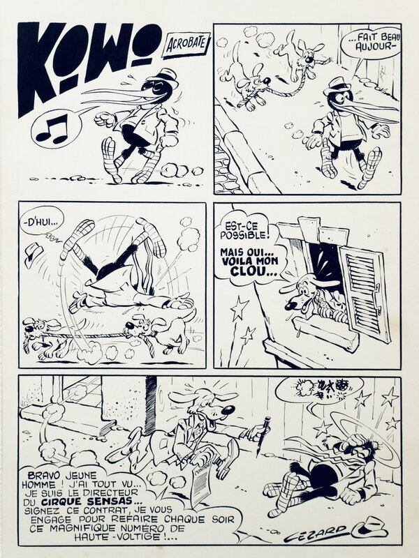Cézard, Kiwi acrobate, Kiwi#137, 1966. - Planche originale