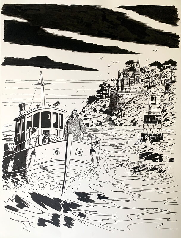 For sale - François Ravard, Couverture originale Nestor Burma dans l'île - Original Cover