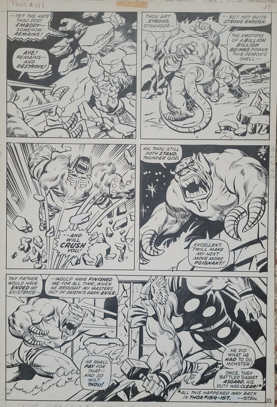 John Buscema, Vince Colletta, Gerry Conway, Thor #197 page 20 (1972) - Planche originale