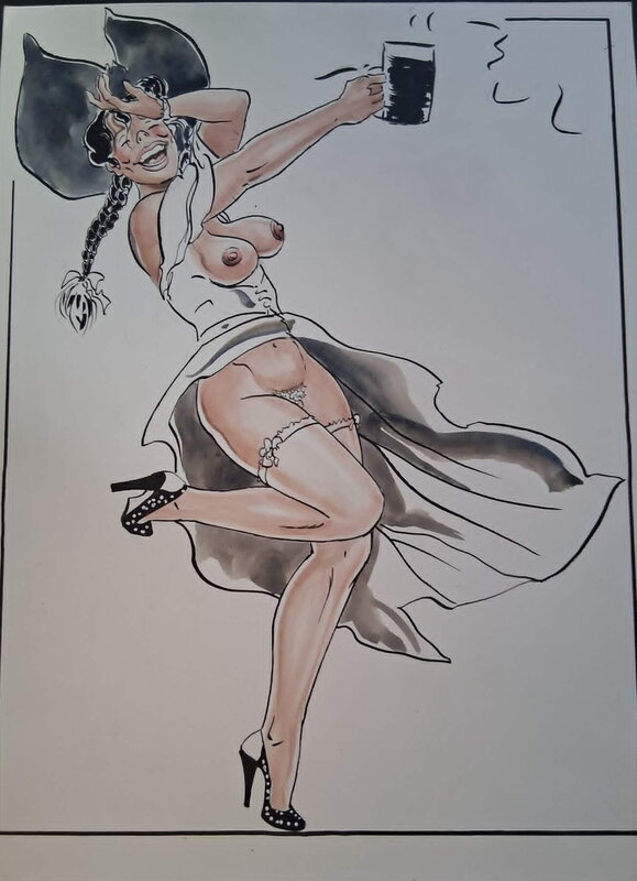 Sexy beer girl by Malik - Original Illustration