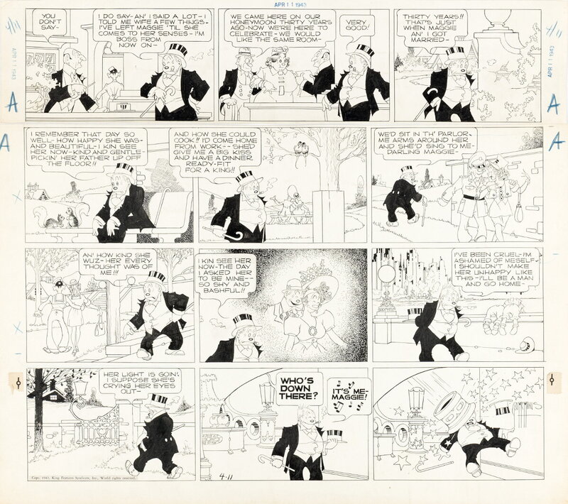 Bringing Up Father 4/11/43 by George McManus - Planche originale