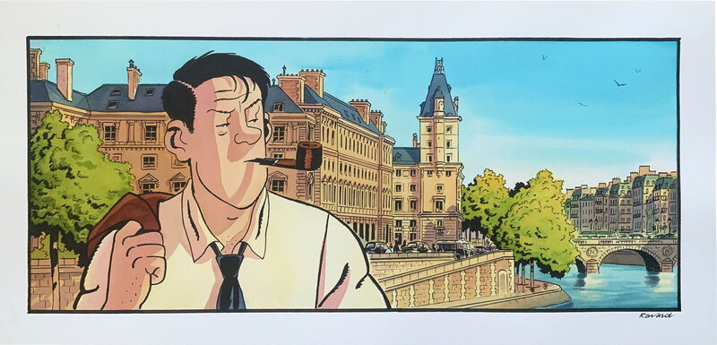 For sale - François Ravard, Jacques Tardi, Léo Malet, Illustration originale Nestor Burma - Original Illustration