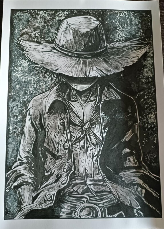 gioart, One piece/ Luffy Monkey D/ Chapeau de paille - Illustration originale