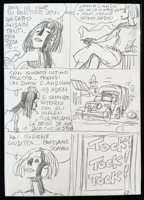 Hugo Pratt, 1992 - Les scorpions du Désert #5: Brise de mer - Pg.142 - Planche originale