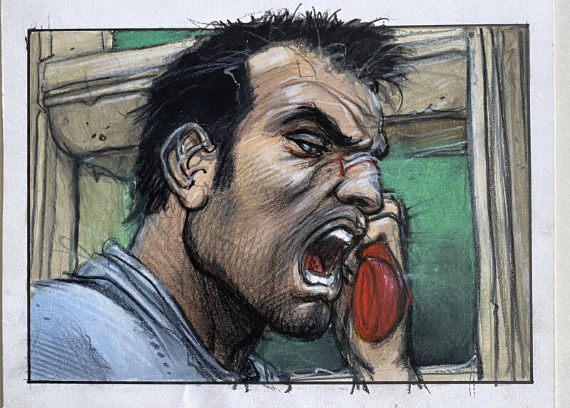 En vente - Case Bilal - Le Sommeil du Monstre, planche 20 , case 1 et 4 - Planche originale