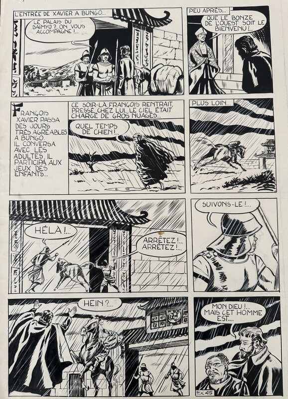 En vente - François Xavier : Conquérant de l'Asie page 45 Planche Originale Dino Attanasio 1954 - Planche originale