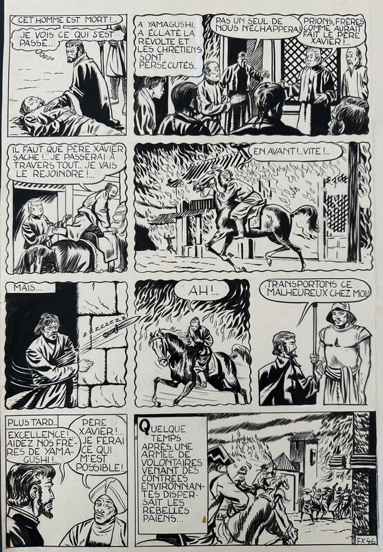 En vente - François Xavier : Conquérant de l'Asie page 46 Planche Originale Dino Attanasio 1954 - Planche originale