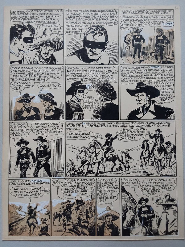 En vente - Galep, Aurelio Galleppini, Atelier Chott, Rémy, Rémy Bordelet, Galep Aurelio Galleppini & Rémy Big Bill Le Casseur Planche Originale 2 BB 70 ,Encre Gouache Atelier Chott 1952 - Planche originale