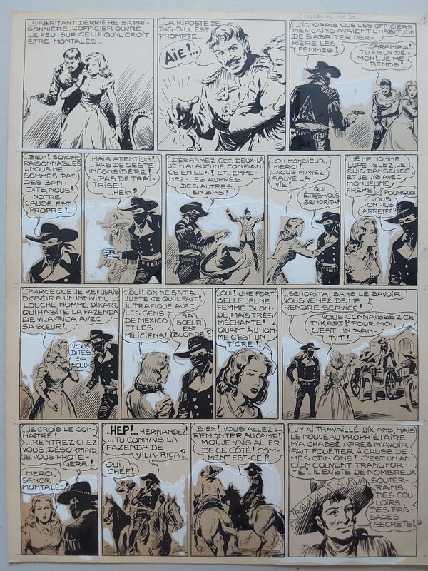 En vente - Galep, Aurelio Galleppini, Atelier Chott, Rémy, Rémy Bordelet, Galep Aurelio Galleppini & Rémy Big Bill Le Casseur Planche Originale 5 BB 70 ,Encre Gouache Atelier Chott 1952 - Planche originale