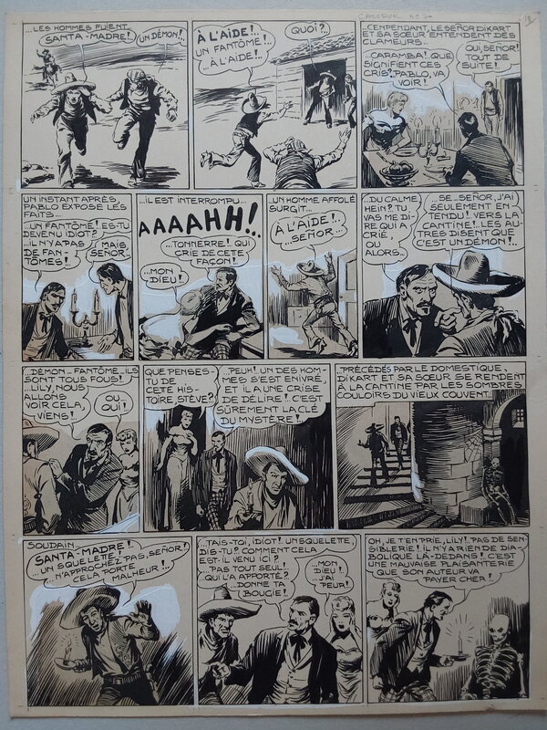 En vente - Galep, Aurelio Galleppini, Atelier Chott, Rémy, Rémy Bordelet, Galep Aurelio Galleppini & Rémy Big Bill Le Casseur Planche Originale 7 BB 70 ,Encre Gouache Atelier Chott 1952 - Planche originale