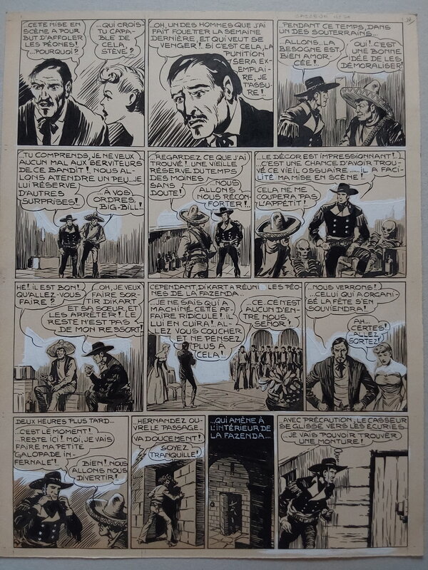 For sale - Galep, Aurelio Galleppini, Atelier Chott, Rémy, Rémy Bordelet, Galep Aurelio Galleppini & Rémy Big Bill Le Casseur Planche Originale 8 BB 70 ,Encre Gouache Atelier Chott 1952 - Comic Strip
