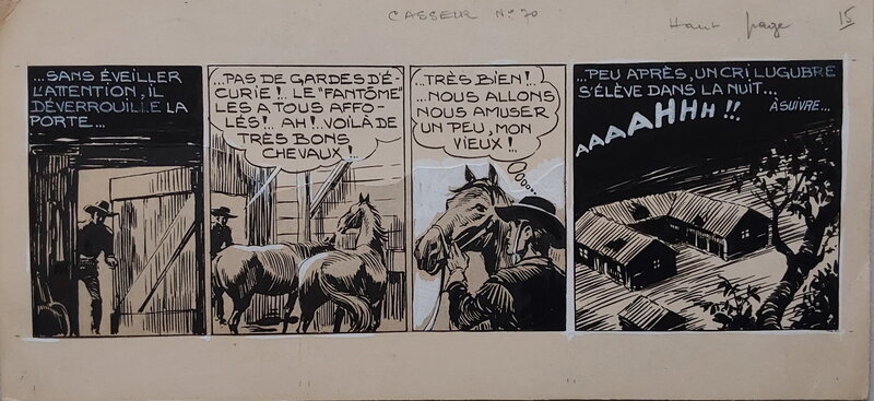En vente - Galep, Aurelio Galleppini, Atelier Chott, Rémy, Rémy Bordelet, Galep Aurelio Galleppini & Rémy Big Bill Le Casseur Planche Originale 9 Strip de Fin BB 70 , Encre Gouache Atelier Chott 1952 - Planche originale