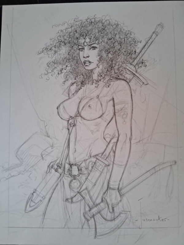 Naked warrior par Erik Juszezak - Illustration originale