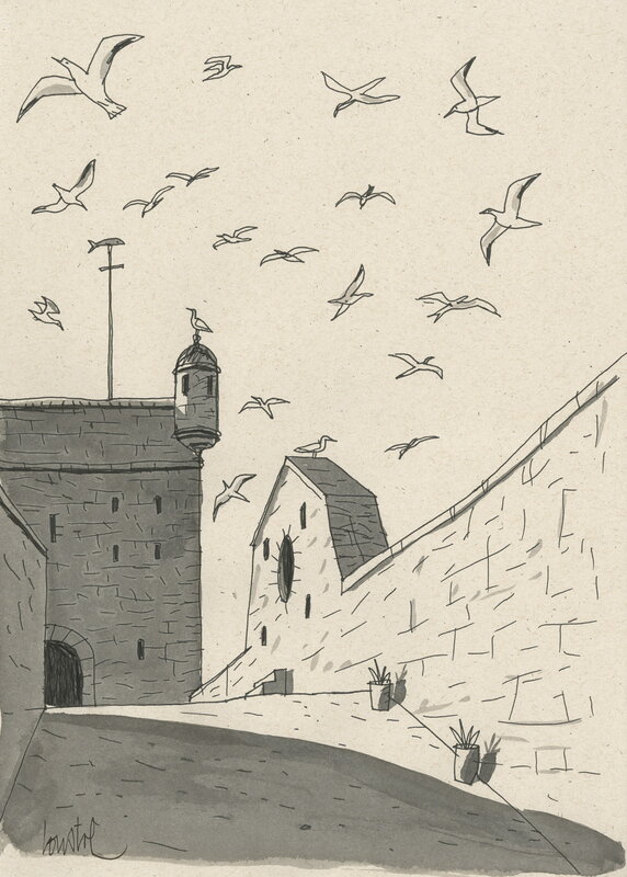 En vente - Loustal, La citadelle à Essaouira - Illustration originale