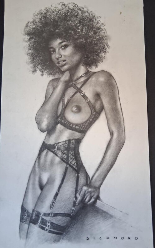 Black naked woman par Eugenio Sicomoro - Illustration originale