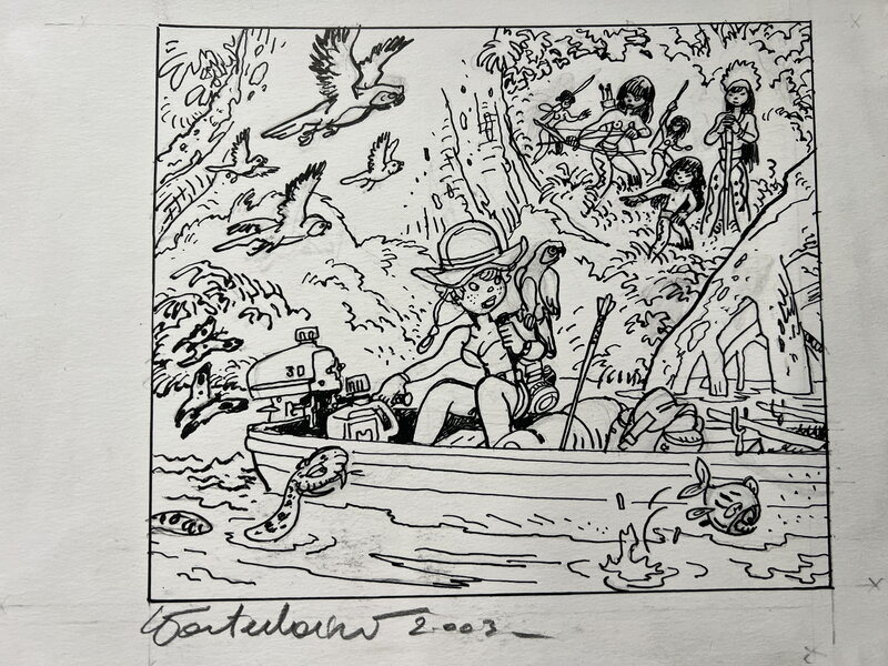 Marc Wasterlain, Sarah Spits -originele tekening - Planche originale