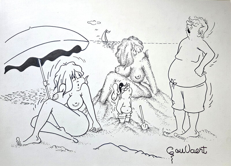 GOUVAERT, Tu as l’œil, mon grand ! Ces courbes… On dirait que tu as capté bien plus qu’un visage - Original Illustration