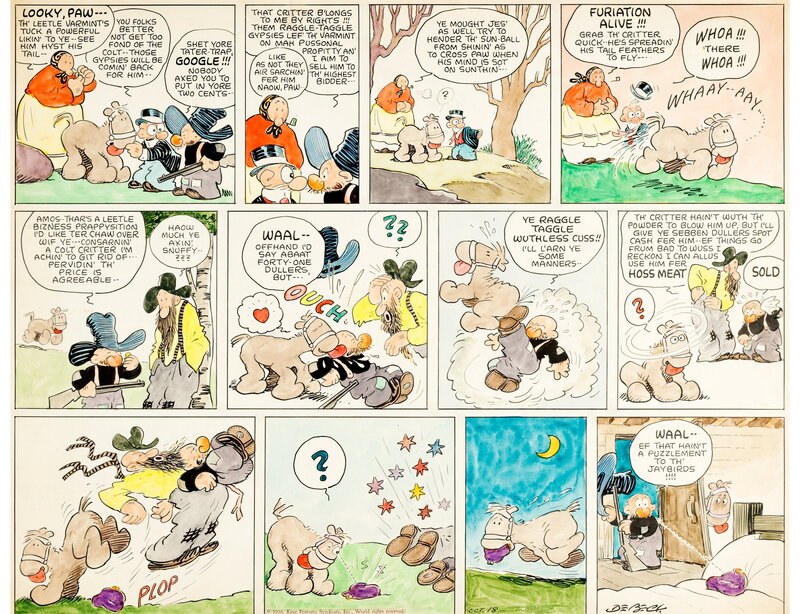 En vente - Billy DeBeck, Snuffy Smith & Barney Google sunday page, 1935 - Planche originale
