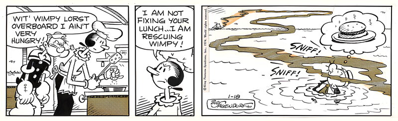 En vente - Bud Sagendorf, Popeye daily strip King Features Syndicate - Planche originale