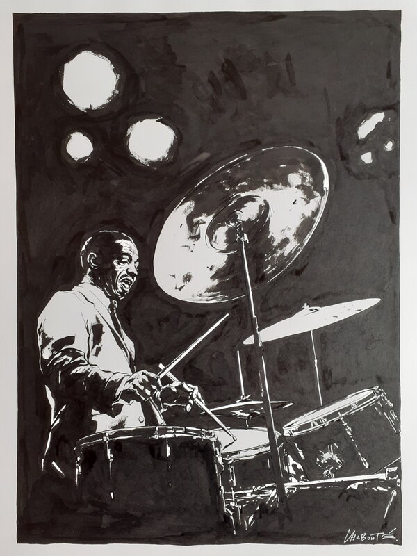 Art Blakey by Christophe Chabouté - Original Illustration