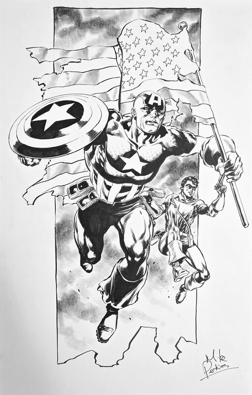 Captain America & Bucky - Mike Perkins - Illustration originale