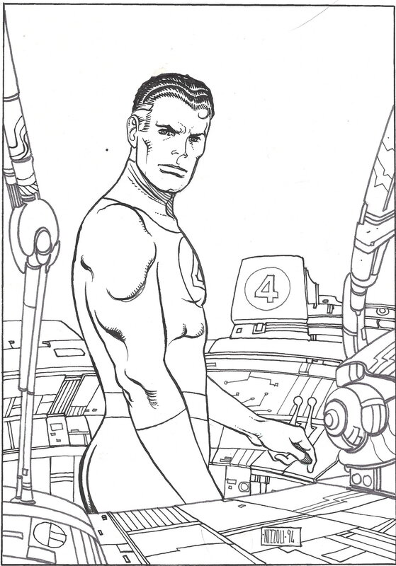 En vente - Marco Nizzoli, Mr Fantastic illustration carte poker l'as de carreau ; - Illustration originale