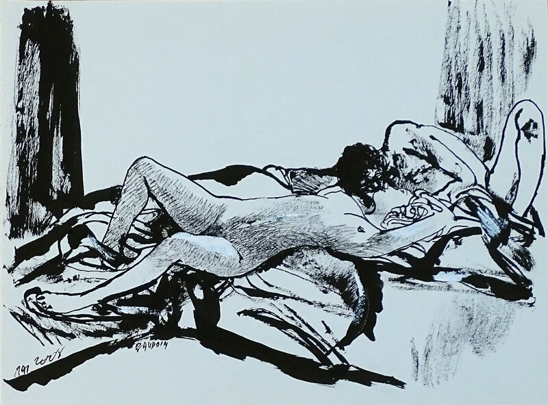 En vente - Le Couple 05 par Edmond Baudoin - Illustration originale