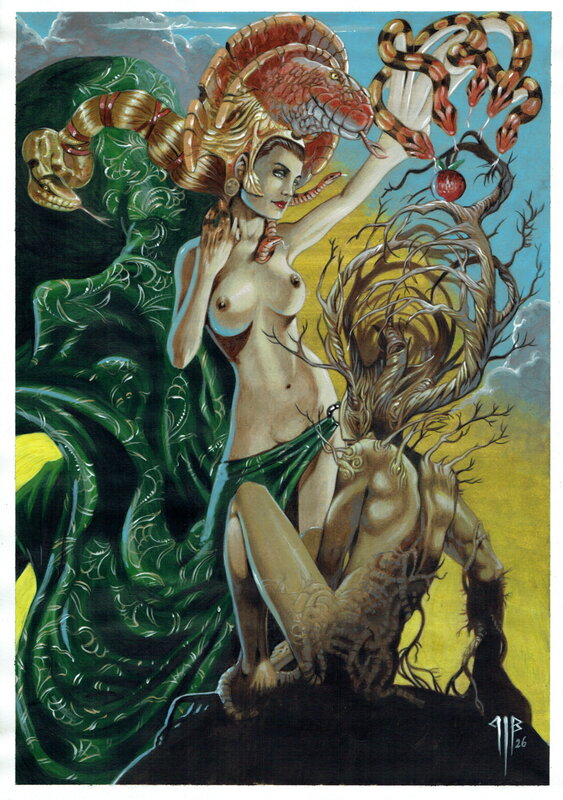 For sale - La reine serpent by Philippe Bringel - Original Illustration