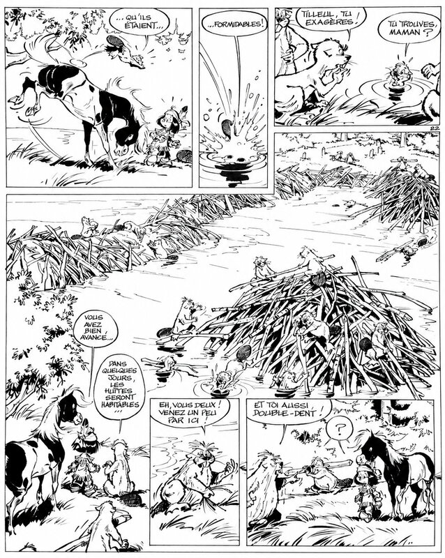 En vente - Derib, Job, 1977 - Yakari chez les Castors - Planche originale