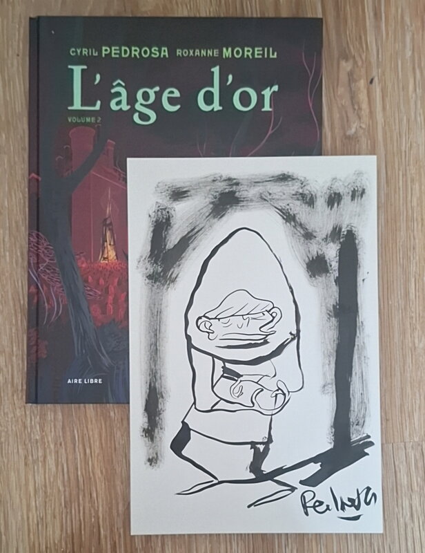 En vente - Dessin original de Cyril Pedrosa + L’âge d’or Tome 2 en EO - Illustration originale