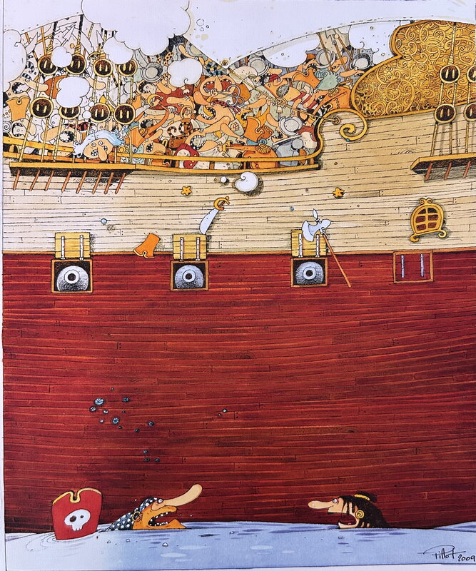 Frédéric Pillot, Marc Lizano, Gudule, Pillot, Histoires de Pirates, Le pirate poli, illustration, 2009. - Original Illustration