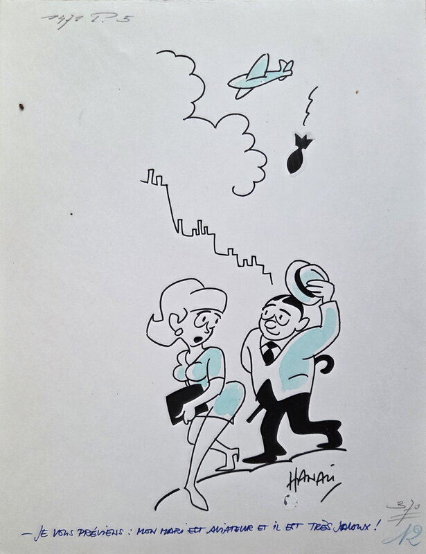 René Hanau, Je vous préviens : mon mari est aviateur et il est très jaloux ! - Illustration originale